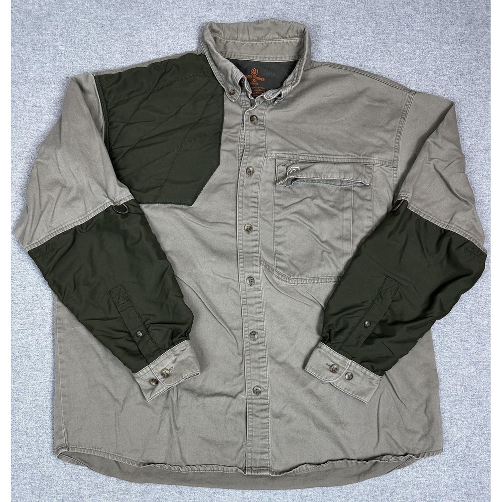Game Winner Hunting Shirt Mens XL Khaki Olive Quilted Shooting Patch‎ Reinforced